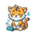 Sleeping Tiger Cub in a Paralytic State Royalty Free Stock Photo
