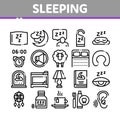 Sleeping Time Devices Collection Icons Set Vector