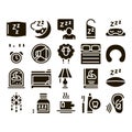 Sleeping Time Devices Glyph Set Vector
