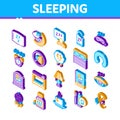 Sleeping Time Devices Isometric Icons Set Vector Royalty Free Stock Photo