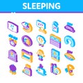 Sleeping Time Devices Isometric Icons Set Vector Royalty Free Stock Photo