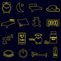 Sleeping time simple outline icons set eps10