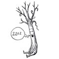 Sleeping Tree Cartoon Vector Illustration