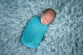 Swaddled, Sleeping, Newborn Baby Boy Royalty Free Stock Photo