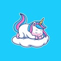 Sleeping unicorn cartoon with cute pose