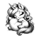 Sleeping unicorn girl illustration Royalty Free Stock Photo