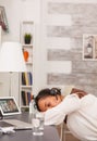 Sleeping during video call Royalty Free Stock Photo