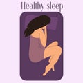 Sleeping white women. Time for yourself, healthcare, relax concept. Vector illustration