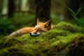 Sleeping wild fox. Generate Ai Royalty Free Stock Photo