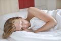 Sleeping woman in bed Royalty Free Stock Photo