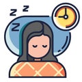 Sleeping well LineColor illustration