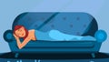 Sleeping Woman Vector. Lying In Bed. Nightmare. Flat Cartoon Illustration