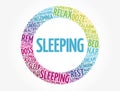 Sleeping word cloud collage, concept background