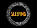 Sleeping word cloud collage, concept background Royalty Free Stock Photo