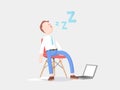 Vector illustration Businessman Jimmy tired from work Royalty Free Stock Photo