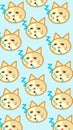 Sleeping yellow cat pattern blue wallpaper