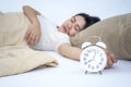 Young beautiful woman sleeping in her bed Royalty Free Stock Photo