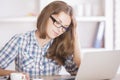 Sleeping young woman in office Royalty Free Stock Photo