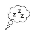 Sleeping, zzz or slumber in thought bubble. Vector illustration. stock image. Royalty Free Stock Photo