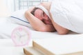 Sleepless Man In Bed Royalty Free Stock Photo