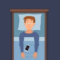 Sleepless man face cartoon character suffers from insomnia. Royalty Free Stock Photo