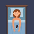 Sleepless woman face cartoon character suffers from insomnia Royalty Free Stock Photo