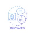 Sleeptalking blue gradient concept icon Royalty Free Stock Photo