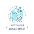 Sleepwalking turquoise concept icon