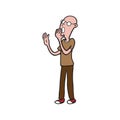 Sleepy bald mand yawning cartoon drawing