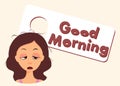 Sleepy Cartoon Character. Good Morning