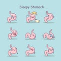 Sleepy cartoon stomach set