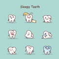 Sleepy cartoon tooth set
