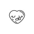 Sleepy heart face emoji line icon