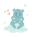 Sleepy Hippo On Cloud Royalty Free Stock Photo