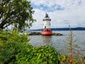 Sleepy Hollow Lighthouse, also known as Tarrytown Light, in Sleepy Hollow, New York