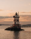Sleepy Hollow Lighthouse at sunset, on the Hudson River in Tarrytown, the Hudson Valley, New York