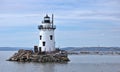 sleepy hollow lighthouse (tarrytown, tappan zee) in the hudson river (mario cuomo bridge) white Royalty Free Stock Photo