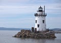 sleepy hollow lighthouse (tarrytown, tappan zee) in the hudson river (mario cuomo bridge) white Royalty Free Stock Photo