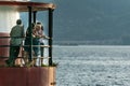 Sleepy Hollow, NY/USA - 07/27/2018: Tourists standing by the Sleepy Hollow lighthouse, enjoying the view across the