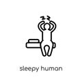 sleepy human icon. Trendy modern flat linear vector sleepy human