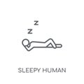 sleepy human linear icon. Modern outline sleepy human logo conce Royalty Free Stock Photo