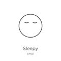 sleepy icon vector from emoji collection. Thin line sleepy outline icon vector illustration. Outline, thin line sleepy icon for