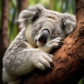 Ai Generated illustration Wildlife Concept of Sleepy Koala Royalty Free Stock Photo