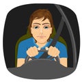 Sleepy male driver dozing off while driving Royalty Free Stock Photo