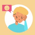 Sleepy man portrait vector isolated. Yellow emoji