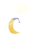 sleepy moon cartoon with thought bubble