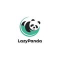 Sleepy Panda logo, lazy panda logo icon vector template