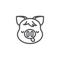 Sleepy piggy face emoji line icon