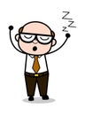 Sleepy - Retro Cartoon Office old Boss Man Vector Illustration