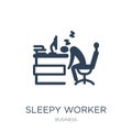 sleepy worker at work icon in trendy design style. sleepy worker at work icon isolated on white background. sleepy worker at work